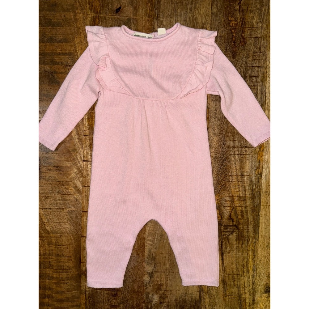Monica + Andy Pink Knit Ruffle Long Sleeve Bodysuit 9-12M
